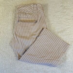 VTG Y2K 2007 Banana Republic Striped Cropped‎ Pants Size 8 Stretch Tan Casual